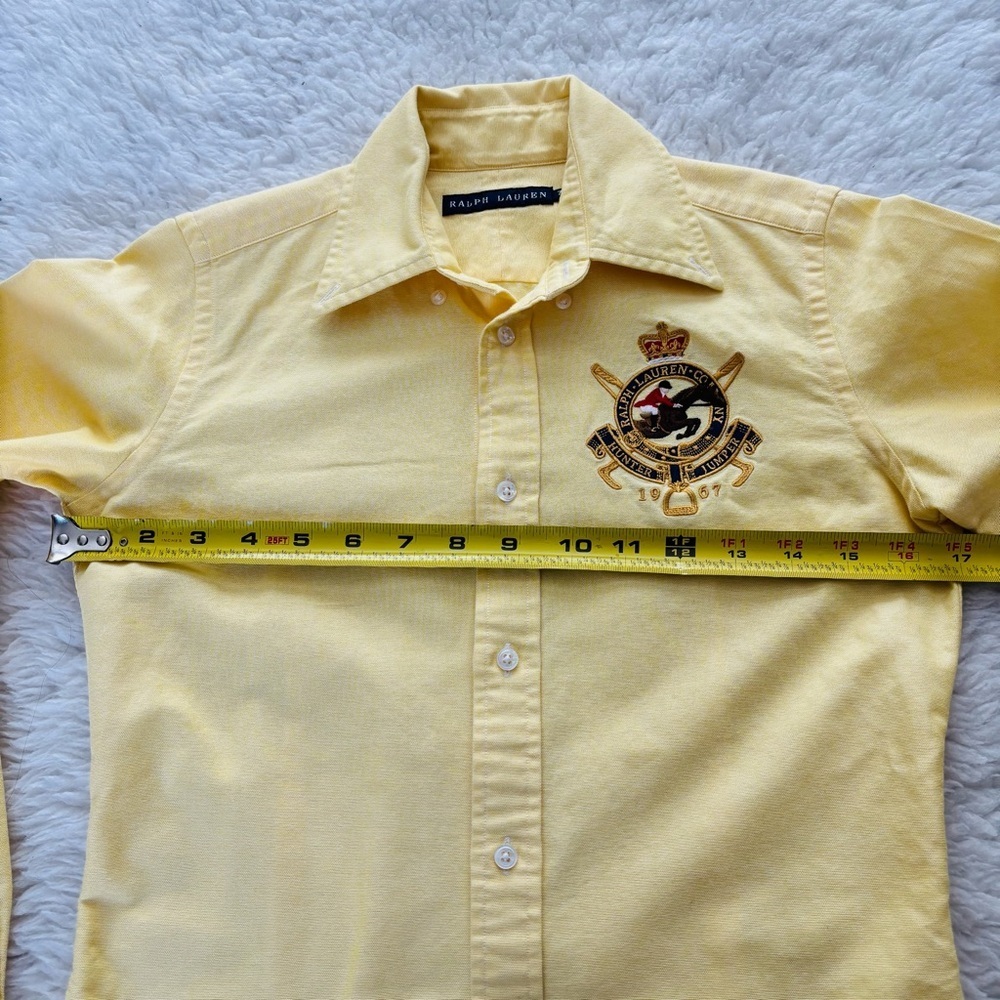 Ralph Lauren Yellow Embroidered Crest Button-Down Girls Kids Shirt size 7 - Picture 11 of 16